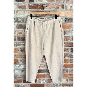 Eileen Fisher Cream Linen Blend Pull On Casual Pants, M